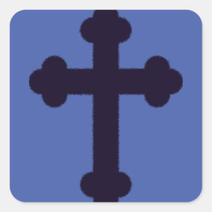 Altes lila christliches Kreuz Quadratischer Aufkleber