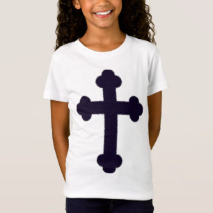 Altes lila christliches Kreuz T-Shirt