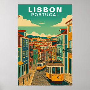 Altes Lissabon, Portugal Gelbe Straßenbahn Poster