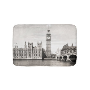 Altes London, schwarz und weiß. Badematte