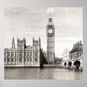 Altes London, schwarz und weiß. Poster