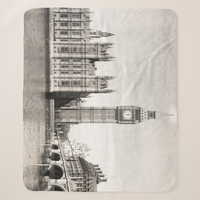 Altes London, schwarz und weiß. Sherpadecke (Vorderseite)