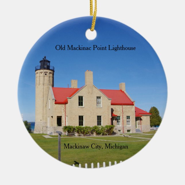 Altes Mackinac Point Leuchtturm-Ornament Keramik Ornament (Vorne)