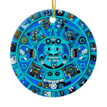 Altes Maya Aztec Symbol in Blau