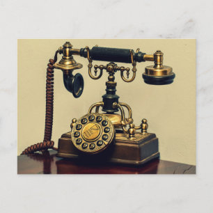 Altes Messing-Drehwählscheibentelefon Postkarte