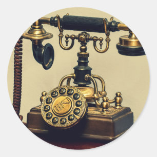 Altes Messing-Drehwählscheibentelefon Runder Aufkleber