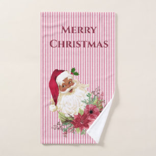 Altes modisches Black Santa Cranberry Blumengestei Handtuch