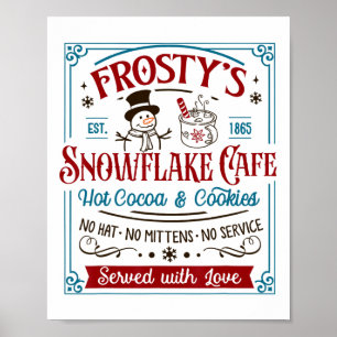 Altes modisches Frosty's Snowflake Café Coffee Lov Poster