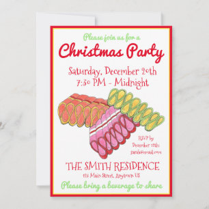 Altes modisches Ribbon Candy Weihnachts-Party Einladung