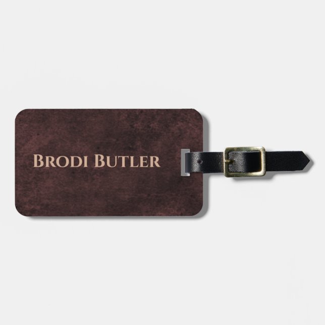 Altes Monogramm im Lederoptik-Stil Gepäckanhänger (Vorderseite horizontal)