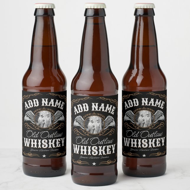 Altes Moonshine Whiskey-Etikett und FOTO Familienn Bierflaschenetikett (Von Creator hochgeladen)