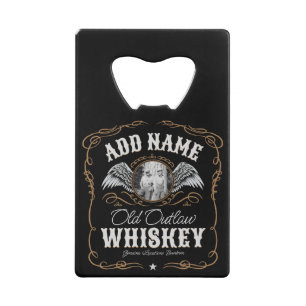 Altes Moonshine Whiskey-Etikett und FOTO Familienn Geldbeutel Flaschenöffner