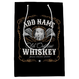 Altes Moonshine Whiskey-Etikett und FOTO Familienn Mittlere Geschenktüte