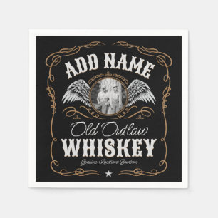 Altes Moonshine Whiskey-Etikett und FOTO Familienn Serviette