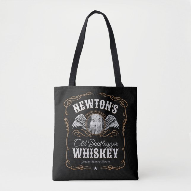 Altes Moonshine Whiskey-Etikett und FOTO Familienn Tasche (Vorderseite)