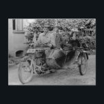 Altes Motorrad mit Beiwagen Vintages B&W Foto Postkarte<br><div class="desc">Postkarten für Motorräder</div>
