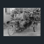 Altes Motorrad mit Beiwagen Vintages B&W Foto Postkarte<br><div class="desc">Postkarten für Motorräder</div>
