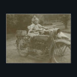 Altes Motorrad mit Beiwagen Vintages Foto Postkarte<br><div class="desc">Postkarten für Motorräder</div>