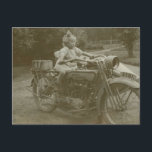 Altes Motorrad mit Beiwagen Vintages Foto Postkarte<br><div class="desc">Postkarten für Motorräder</div>
