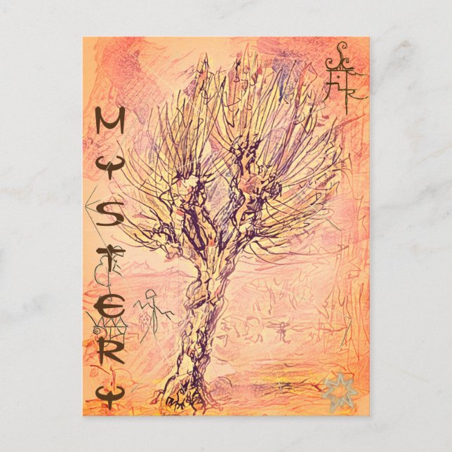 Altes Mysterium mit Baum und unbekannten Symbolen Postkarte (Vorderseite)