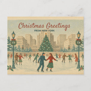 Altes New Yorker Weihnachtskarte Feiertagspostkarte