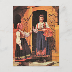 Altes Norwegen, Damen in traditioneller Tracht Postkarte
