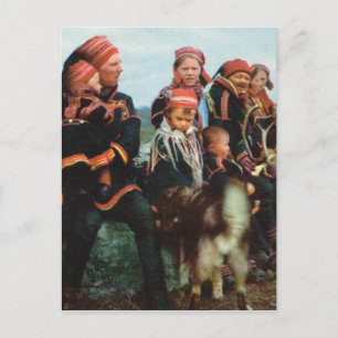 Altes Norwegen, Lappland, Samifamilie 1950 Postkarte