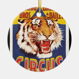 Altes originales Vintage-Tiger-Zirkusplakat 1900er Keramik Ornament