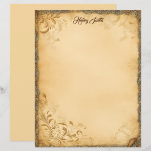 Altes Papier Gold Blumen Grunge Schreibwaren Papie