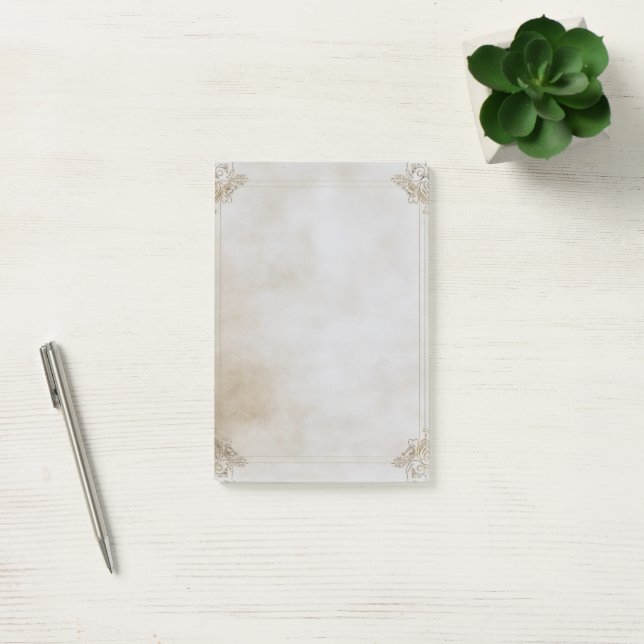 Altes Papier mit elegantem Rahmen Post-it Klebezettel (Büro)