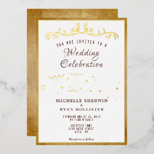 Altes Papierornament Romantische Hochzeit im alten Folieneinladung