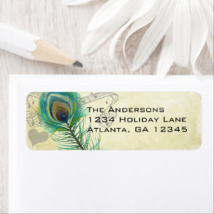 Altes Parchment Vintage Birds Pfauenfeder