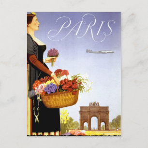 Altes Pariser Reiseplakat restauriert Postkarte