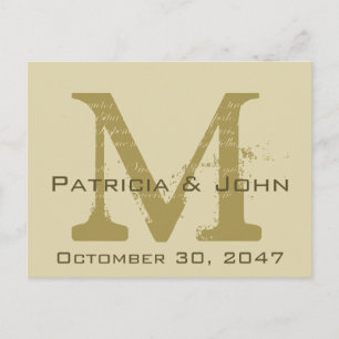 Altes Pergament, Goldmonogramm Hochzeit speichern Ankündigungspostkarte