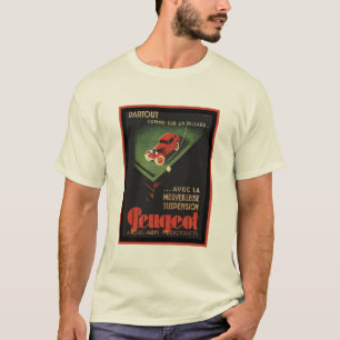 Altes Peugeot Werbeplakat - Überall wie auf einem T-Shirt