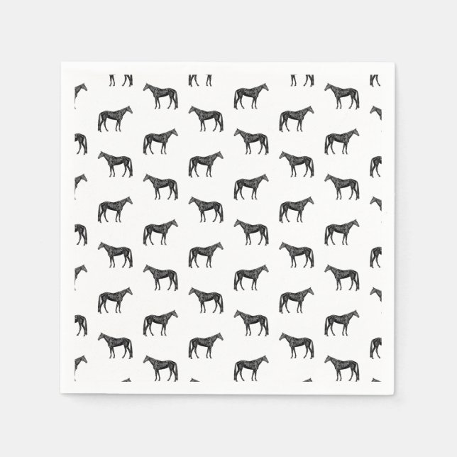 Altes Pferdemuster CUSTOM BG FARBE Serviette (Vorderseite)