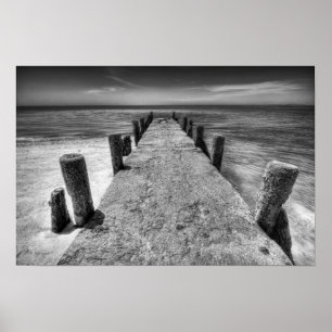 Altes Pier Schwarz-Weiß-Foto Poster
