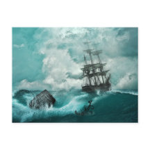 Altes Piratenschiff Anchor Lebendes Blaues Stormme