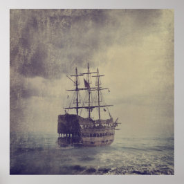 Altes Piratenschiff im Meer. Poster
