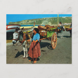 Altes Portugal, Nazare, Entladen von Sardinenboote Postkarte