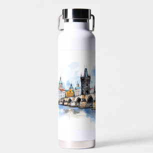 Altes Prag, Karlsbrücke Wasserfarbe Trinkflasche