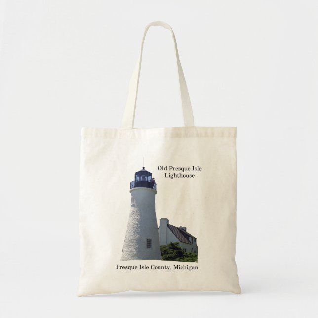 Altes Presque Isle Leuchtturm ausgeschnitten Tasch Tragetasche (Vorne)