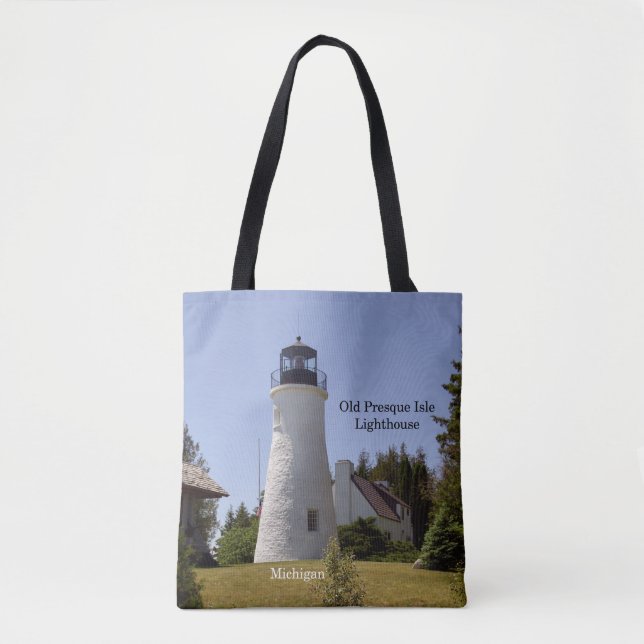 Altes Presque Isle Lighthouse auf der ganzen Tasch Tasche (Vorderseite)