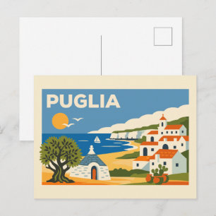 Altes Puglia Italien Küsten Reiseplakat Postkarte