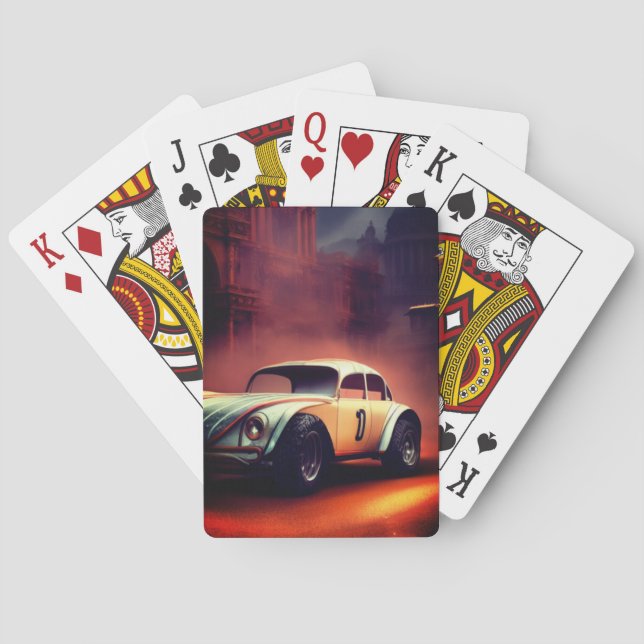 Altes Race Car Kunst Spielkarten (Rückseite)