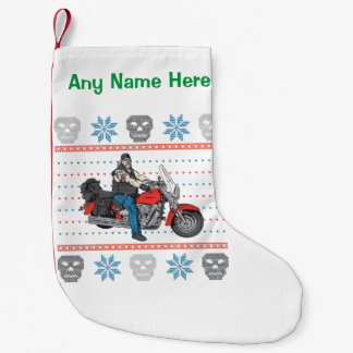 Altes Radfahrer-Schädel-Motorrad-hässliche Kleiner Weihnachtsstrumpf