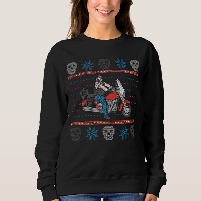 Altes Radfahrer-Schädel-Motorrad-hässliche Sweatshirt (Vorderseite)