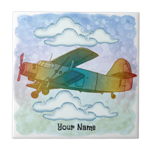 Altes Regenbogenflugzeug Fliese