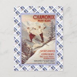 Altes Reiseplakat, Chamonix, Mont Blanc, Postkarte
