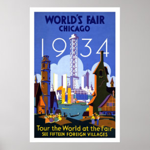 Altes Reiseplakat Chicago World's Fair 1934 Poster